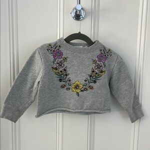 Stella McCartney Gray Floral Embroidered Kids Sweatshirt